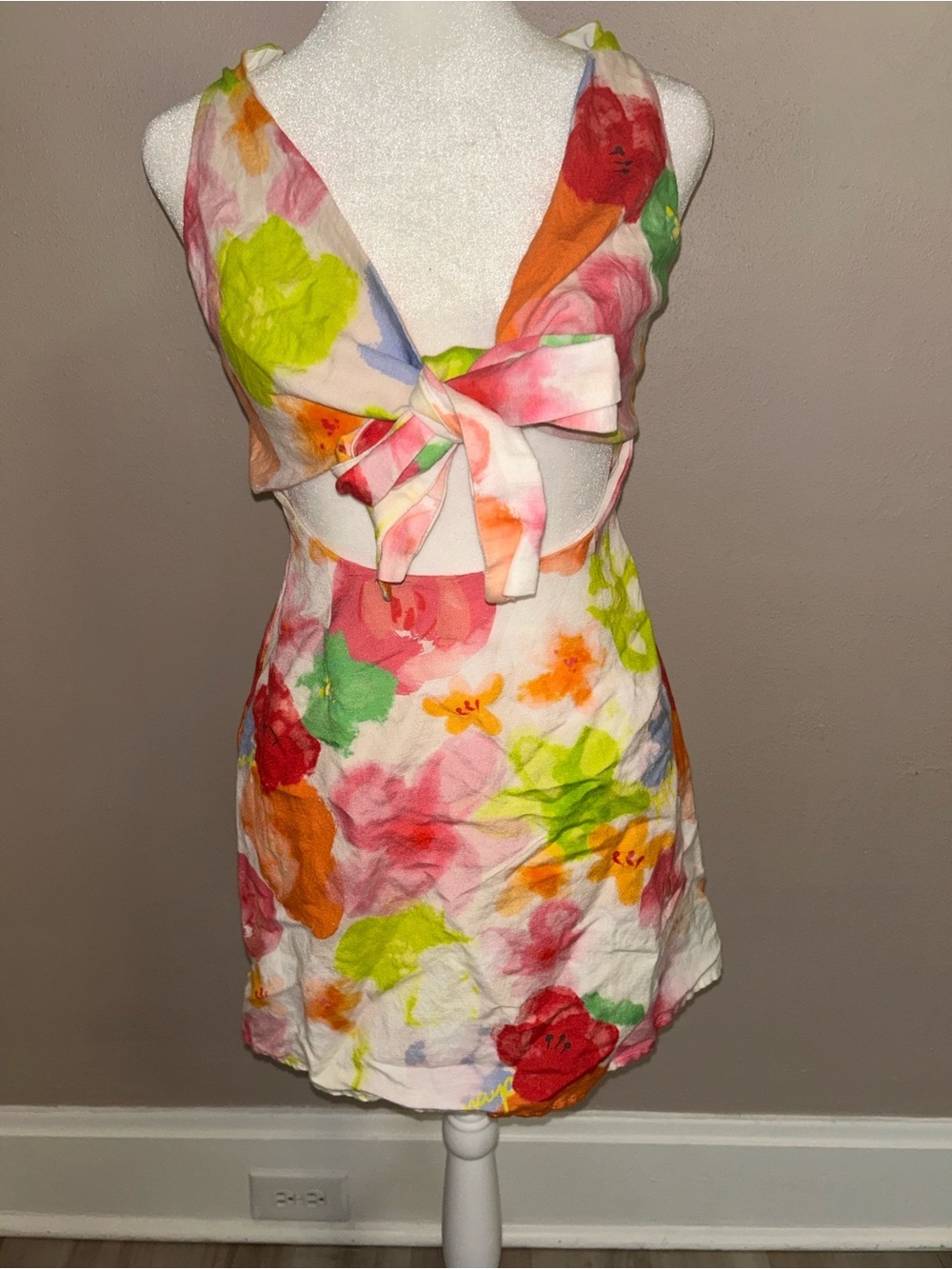 Peppermayo Floral halter Mini Dress in White, Pink, Green, Orange, Red